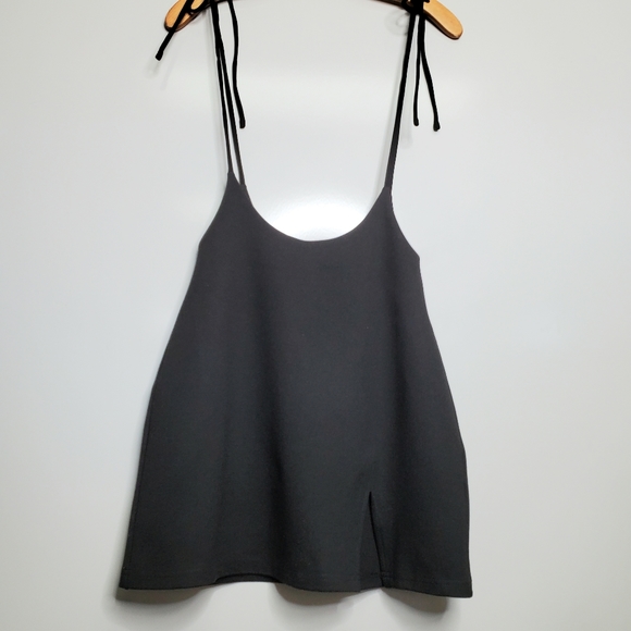 TIGER MIST Black Overall Slit Mini Dress Skirt Size Small - Picture 2 of 14